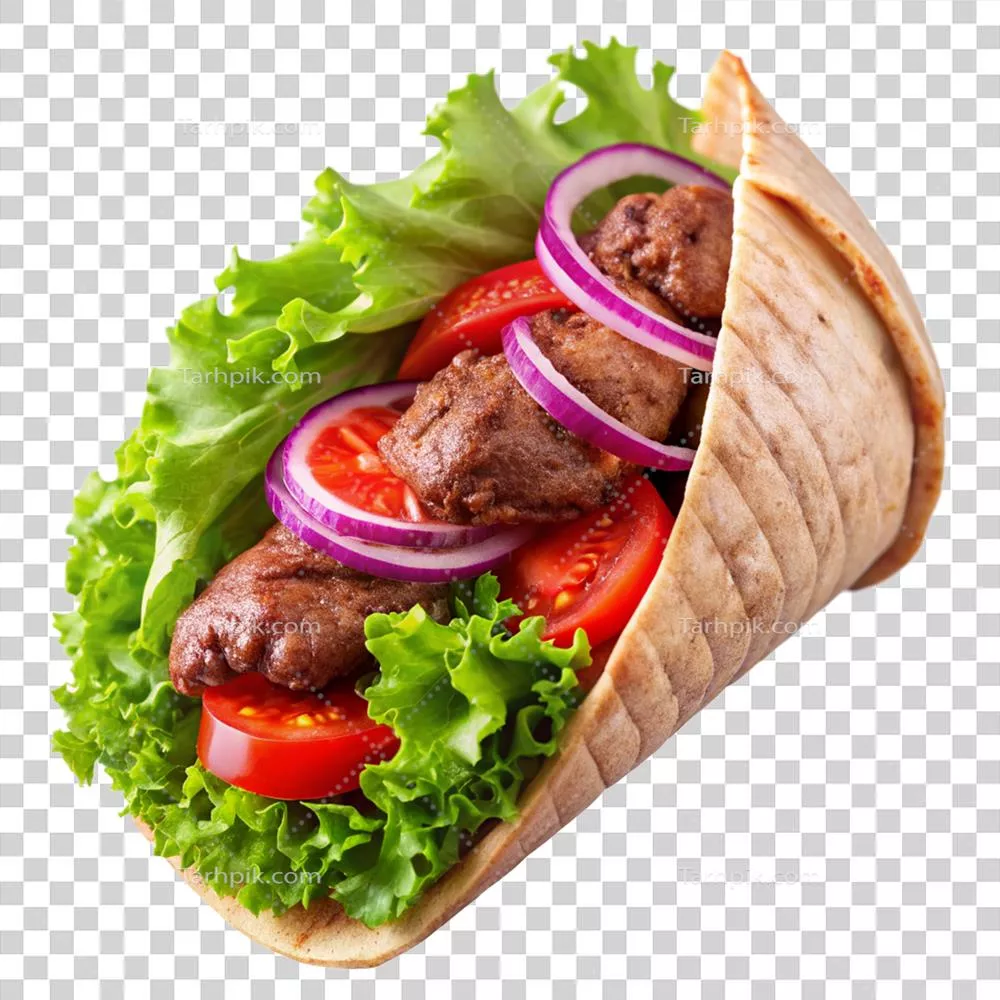 عکس دوربری تصویر با کیفیت بالا از غذای خوشمزه و آبدار در پسزمینه سفید