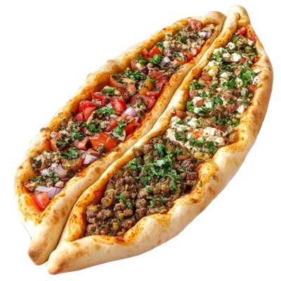 عکس دوربری پیده ترکی خوشمزه با ما fillings مختلف بر روی پسزمینه شفاف