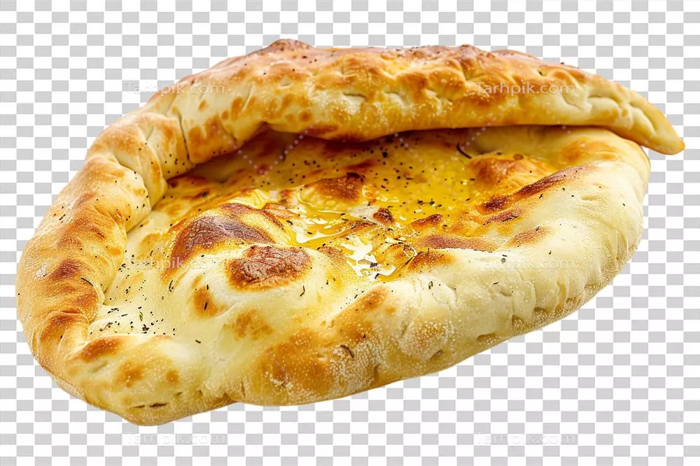 عکس دوربری خاچاپوری: نان سنتی گرجی با پنیر در پسزمینه شفاف