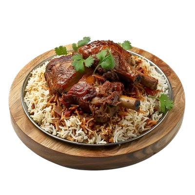 عکس دوربری برنج و گوشت بره در پسزمینه شفاف - ترکیبی خوشمزه و سالم
