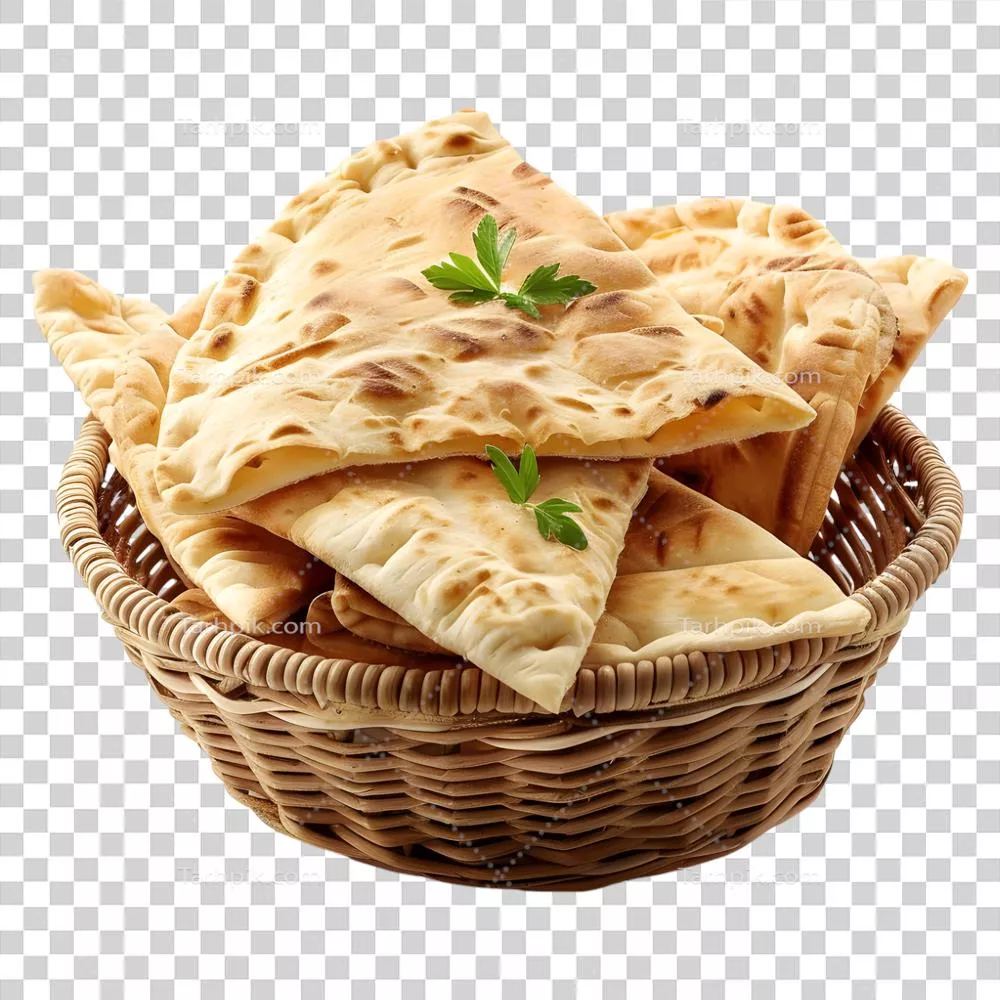 عکس دوربری تصویر سهبعدی生成شده با هوش مصنوعی از نان پیتا یا نان نان روی پسزمینه شفاف