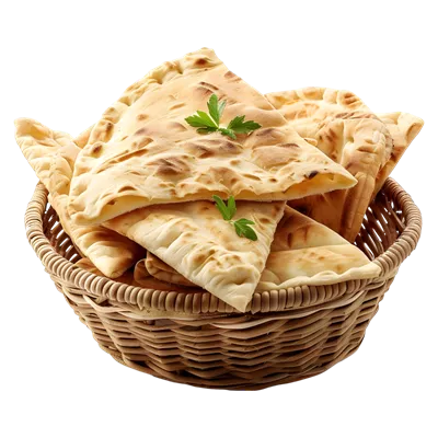 عکس دوربری تصویر سهبعدی生成شده با هوش مصنوعی از نان پیتا یا نان نان روی پسزمینه شفاف