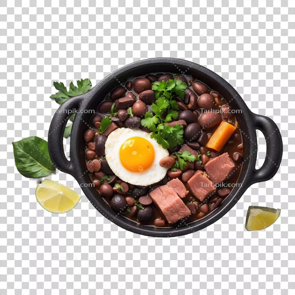 عکس دوربری خوراک برزیلی فِیجوآدا، غذایی سنتی و خوشمزه با الهام از تولید هوش مصنوعی در زمینه آشپزی