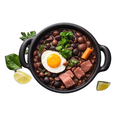 عکس دوربری خوراک برزیلی فِیجوآدا، غذایی سنتی و خوشمزه با الهام از تولید هوش مصنوعی در زمینه آشپزی