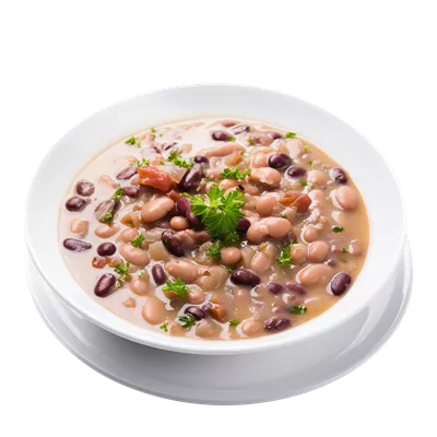 عکس دوربری سوپ خوشمزه با حبوبات، تهیه شده با استفاده از هوش مصنوعی خلاق