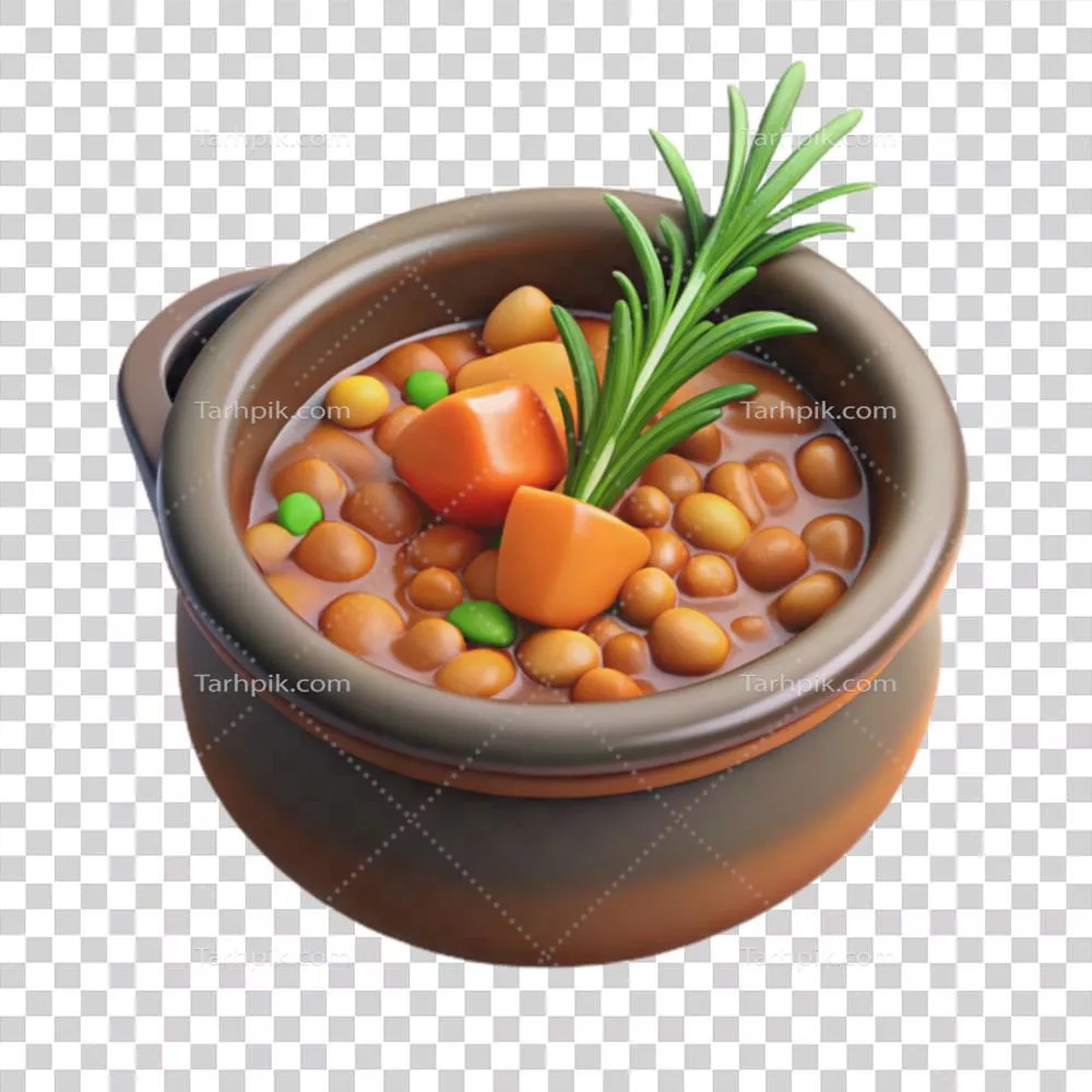 عکس دوربری خورش خوشمزه و دلپذیر با لوبیا، هویج و نخودفرنگی برای تمامی فصول