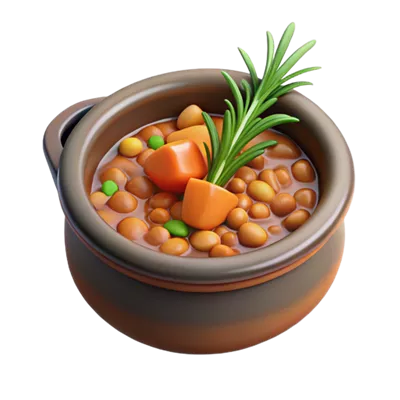 عکس دوربری خورش خوشمزه و دلپذیر با لوبیا، هویج و نخودفرنگی برای تمامی فصول
