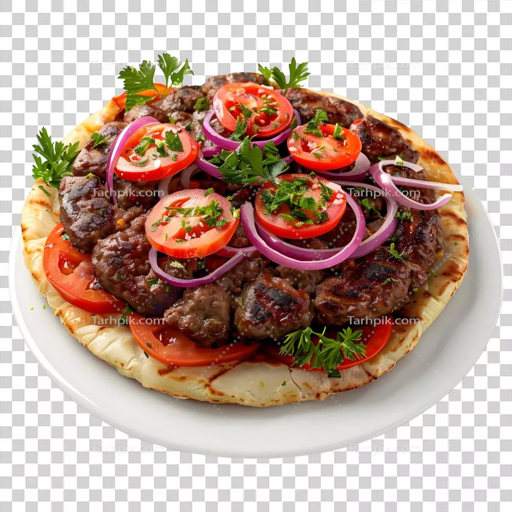 عکس دوربری رندر سه بعدی پیتای کباب دونر روی پس زمینه شفاف