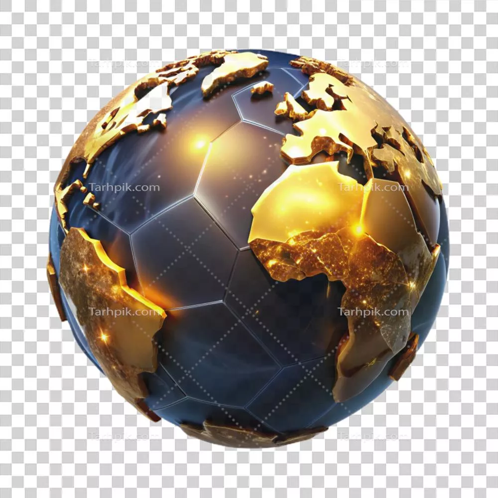 عکس دوربری گلوب سنتی دراماتیک با قاره‌های درخشان و جداسازی شده