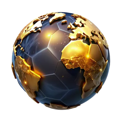 عکس دوربری گلوب سنتی دراماتیک با قارههای درخشان و جداسازی شده