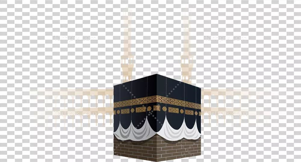 عکس دوربری تصویر شفاف کعبه مقدس در پسزمینه شفاف و زیبا