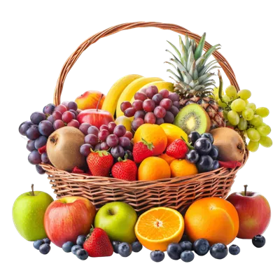 عکس دوربری تصویر واقعگرایانه سبد میوه برای طراحی گرافیکی و آثار هنری