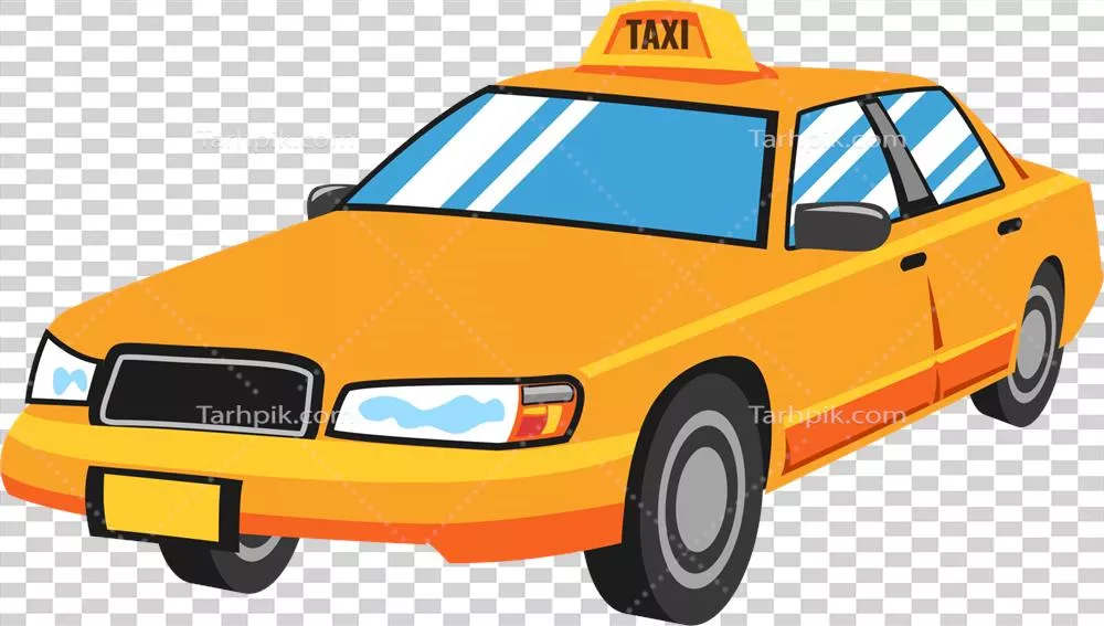 عکس دوربری طراحی گرافیکی کلیپ آرت تاکسی با جزئیات جذاب و منحصر به فرد