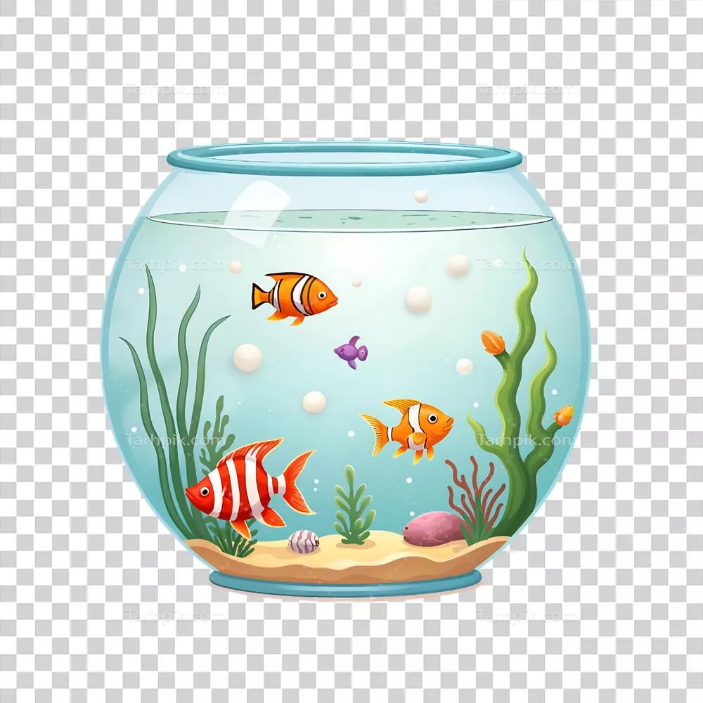 عکس دوربری تصویرسازی گرافیکی از ماهی ها و آکواریوم برای طراحی بصری