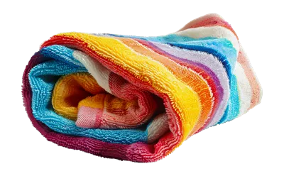 عکس دوربری تولید حوله های رنگی رول شده با طراحی های بریده شده و منحصر به فرد