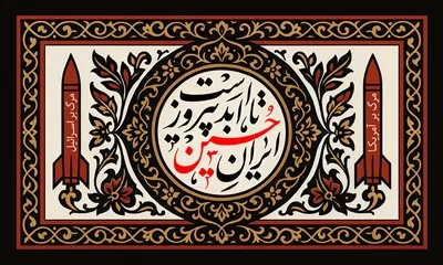 عکس طرح کتیبه افقی ایران حسین تا ابد پیروز است