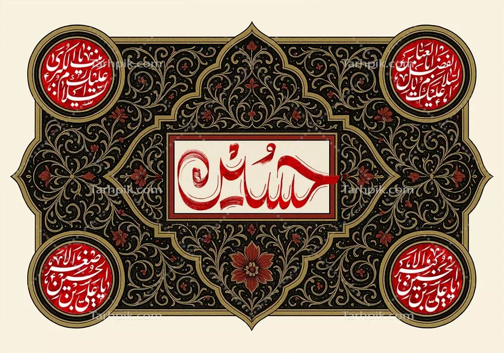 عکس طرح کتیبه امام حسین مناسب چاپ برای محرم