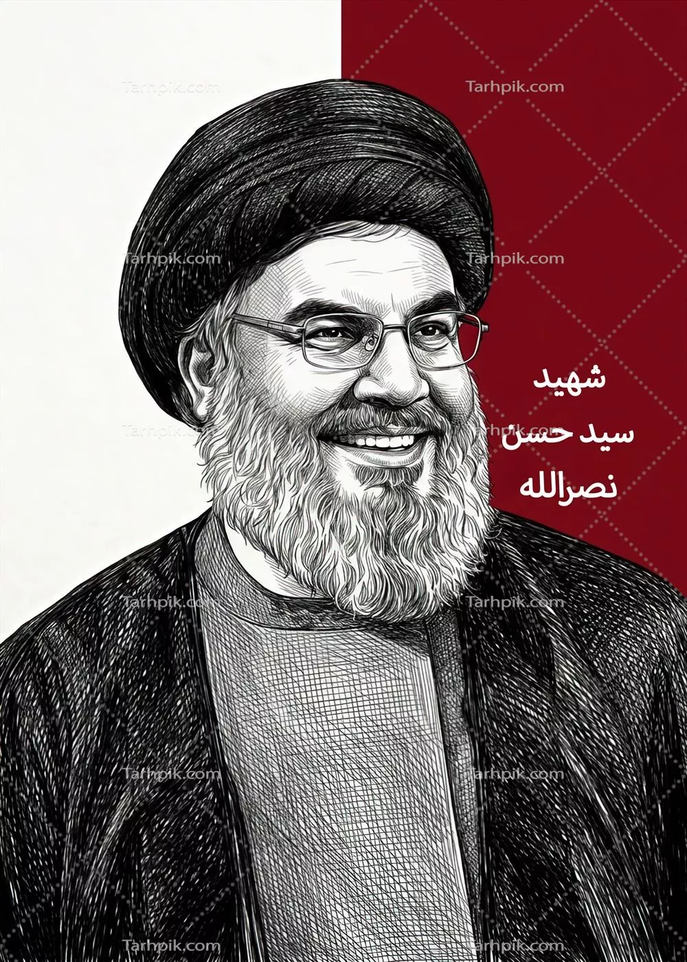 عکس نقاشی حسن نصرالله دبیرکل شهید حزب الله