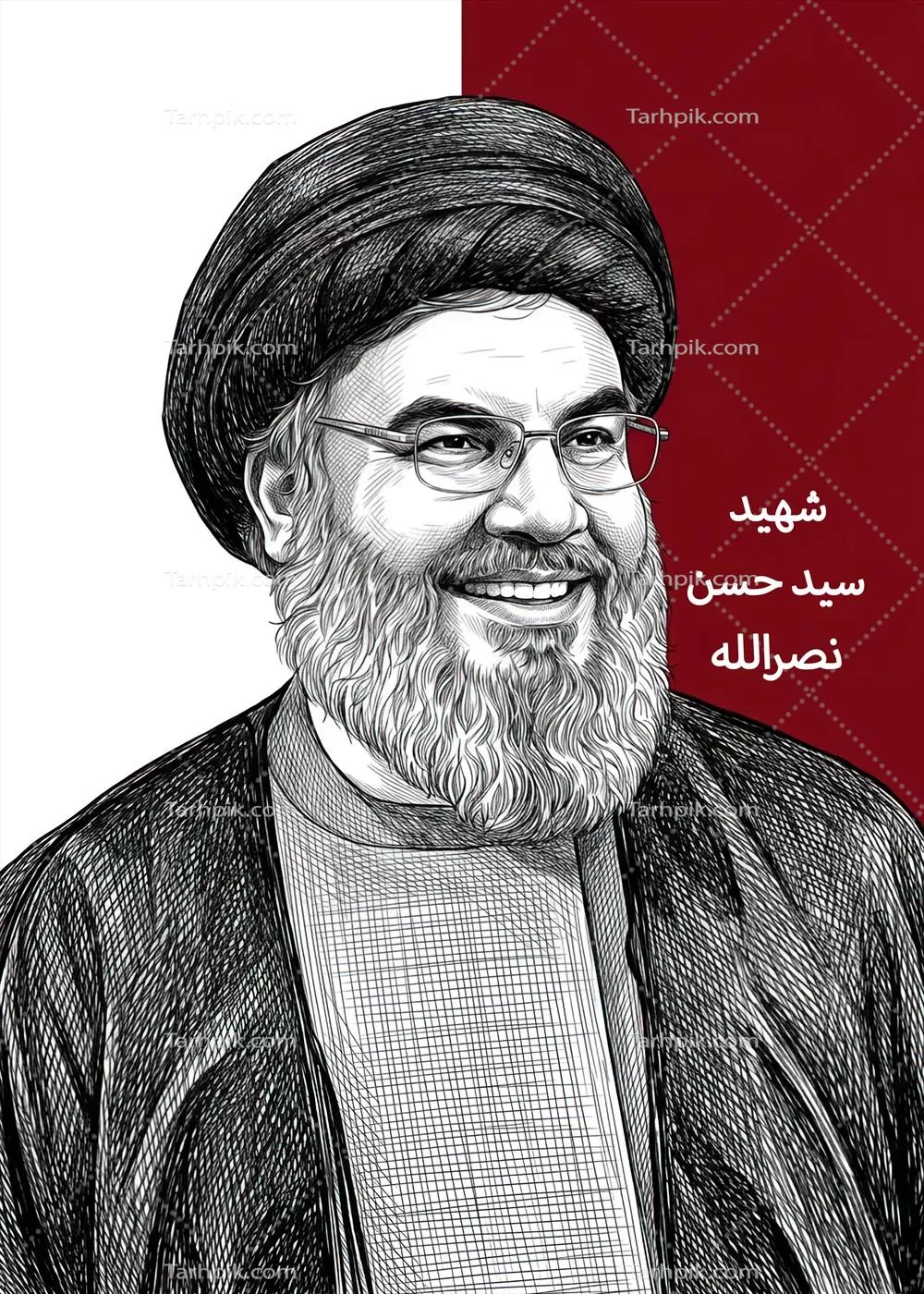 عکس نقاشی شهید سید حسن نصرالله دبیر کل حزب الله لبنان