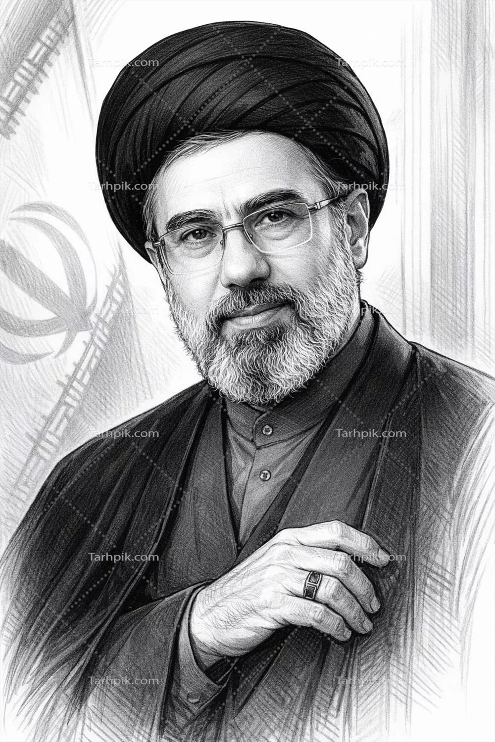 عکس نقاشی گرافیکی آیت الله خامنه ای رهبر