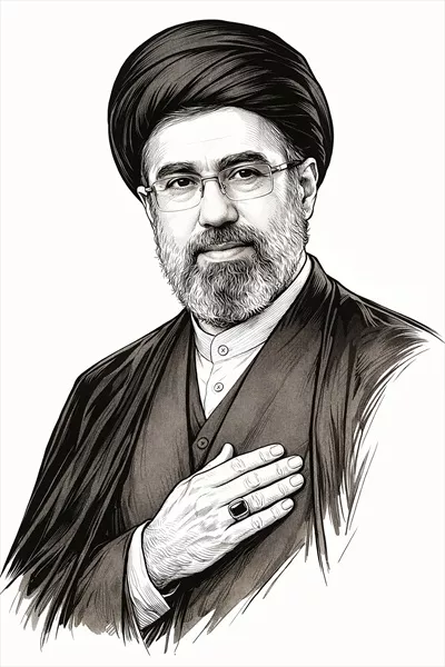 عکس آیت الله خامنه ای با دست روی سینه