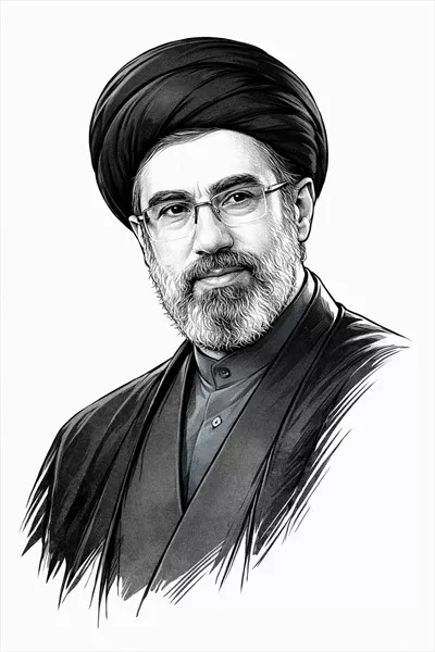 عکس سیاه سفید رهبر جمهوری اسلامی سید مجتبی خامنه ای