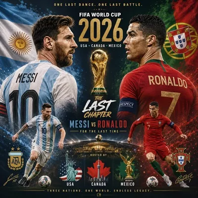پوستر آخرین تقابل کریس رونالدو و لئو مسی در جام جهانی فوتبال