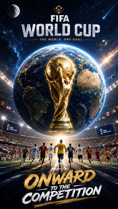پوستر فضایی ساخته شده هوش مصنوعی برای جام جهانی فوتبال 2026