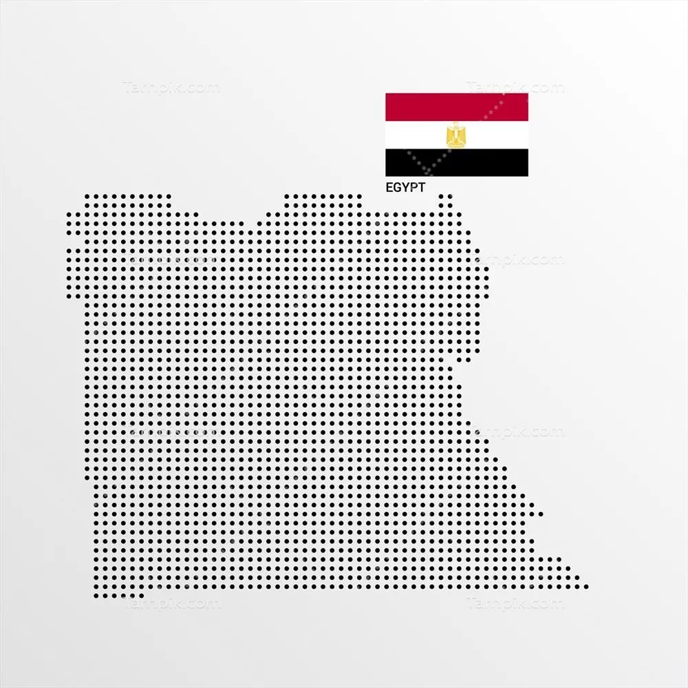 وکتور نقشه کشور مصر نقطه ای و پرچم مصر