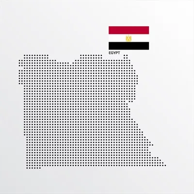 وکتور نقشه کشور مصر نقطه ای و پرچم مصر