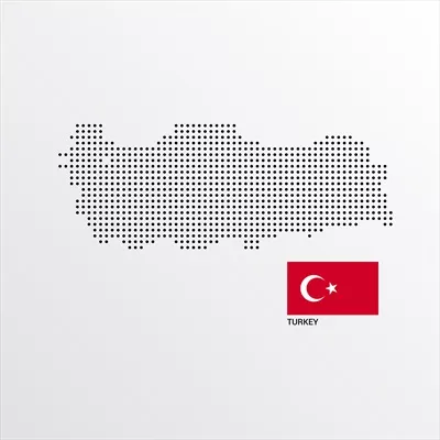 وکتور نقشه کشور ترکیه به صورت نقطه ای و پرچم این کشور