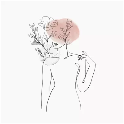 وکتور طراحی خطی زنانه با گلهای رنگ پاستیلی و حس زنانه در هنر