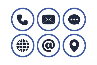 وکتور پکیج دکمههای تماس با ما برای وبسایتها و برنامههای موبایل