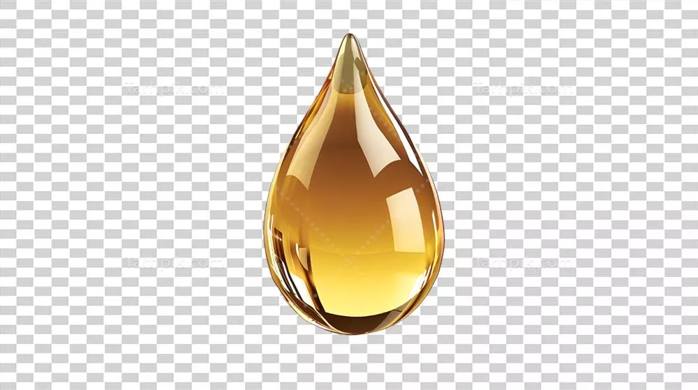 عکس دوربری قطرهای از روغن سوخت جدا شده بر روی پسزمینه شفاف