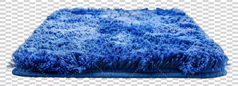 عکس دوربری نمای از بالا (Flat Lay) فرش شگفت انگیز آبی تیره با بافت برجسته و نرم