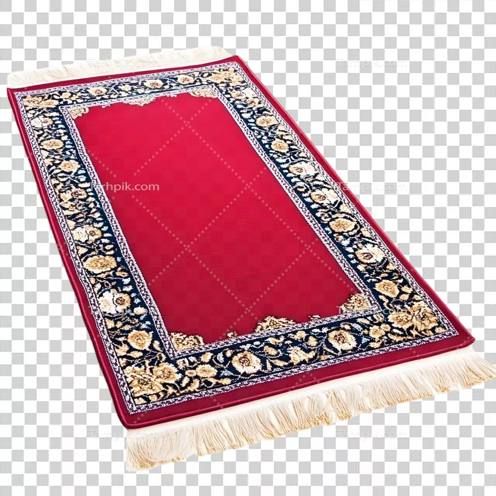 عکس دوربری فرشی قرمز و آبی با حاشیه طلایی زیبا و جذاب