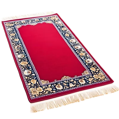 عکس دوربری فرشی قرمز و آبی با حاشیه طلایی زیبا و جذاب
