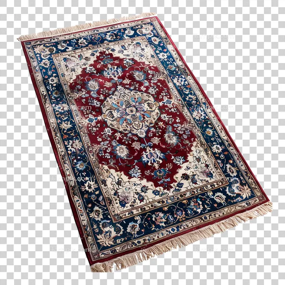 عکس دوربری فرش سنتی تولید شده با هوش مصنوعی روی پسزمینه شفاف