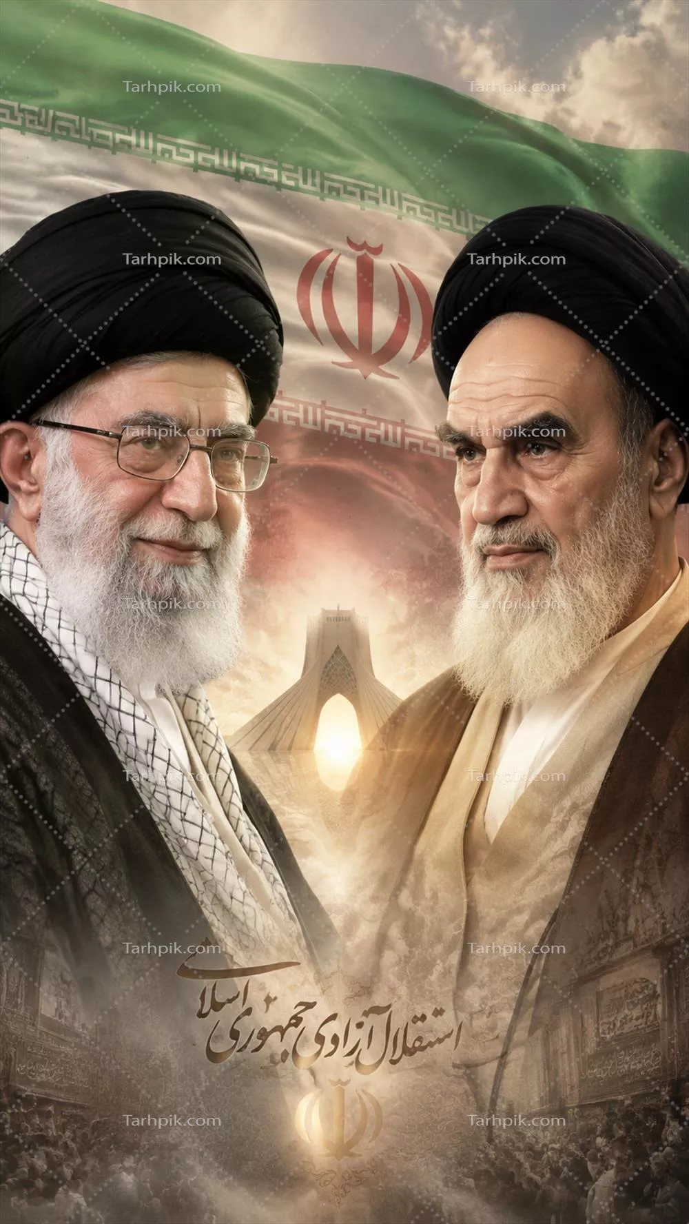 عکس پوستر آیت الله خامنه ای و آیت الله خمینی