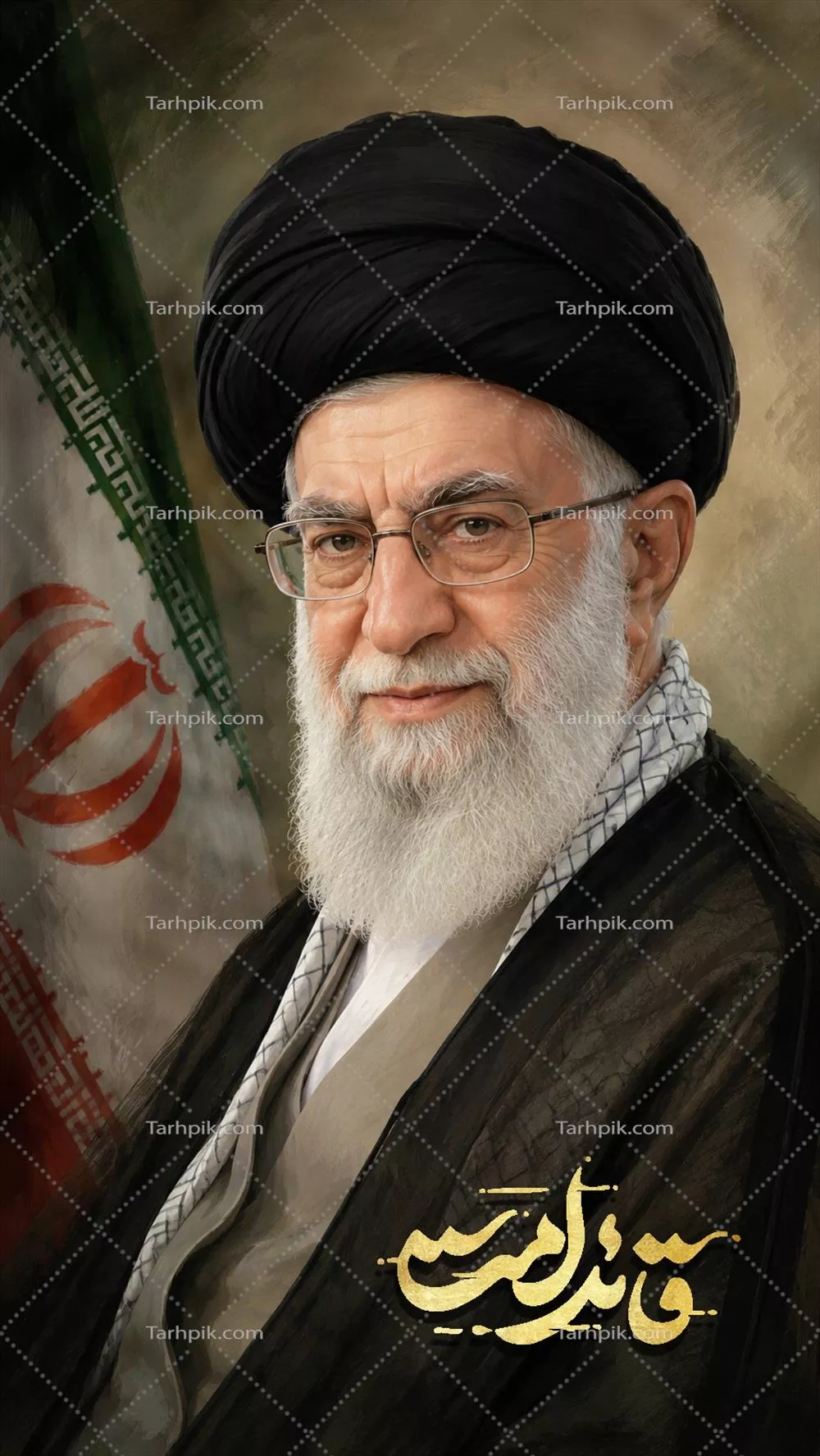 عکس آیت الله خامنه ای با تایپوگرافی قائد امت