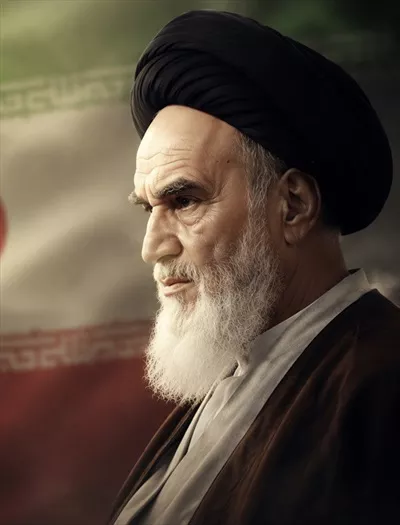 عکس حضرت امام خمینی با پس زمینه پرچم ایران