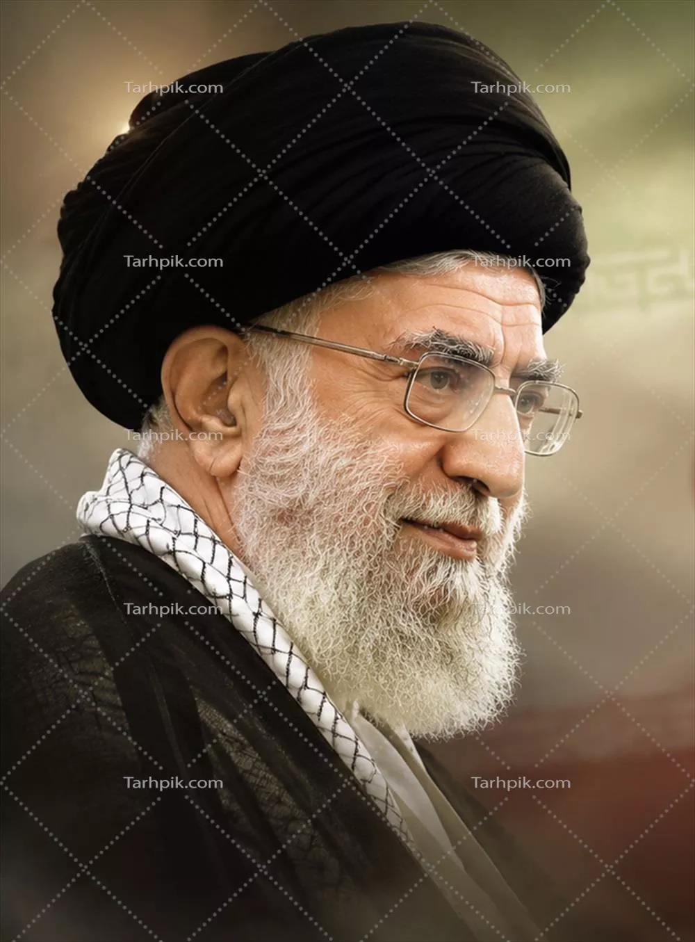 عکس آیت الله خامنه ای با پس زمینه پرچم ایران