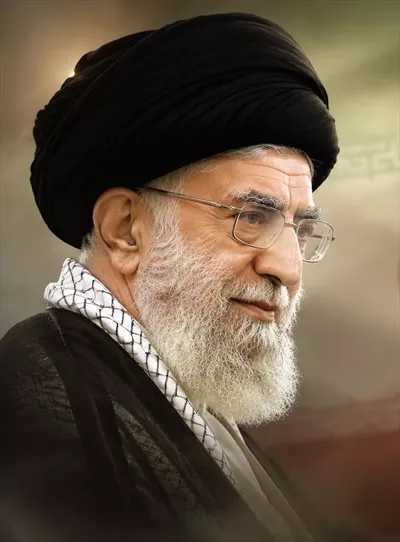 عکس آیت الله خامنه ای با پس زمینه پرچم ایران