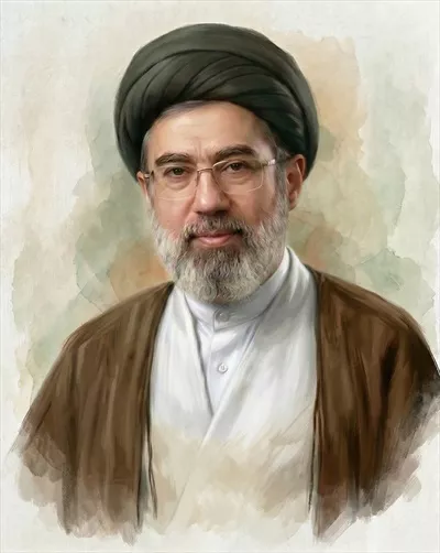عکس با کیفیت نقاشی سید مجتبی خامنه ای رهبر ایران