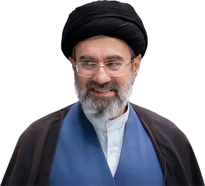 عکس دوربری سید مجتبی خامنه‌ای، رهبر ایران در حال لبخند زدن - تصویری پر از امید و رهبری