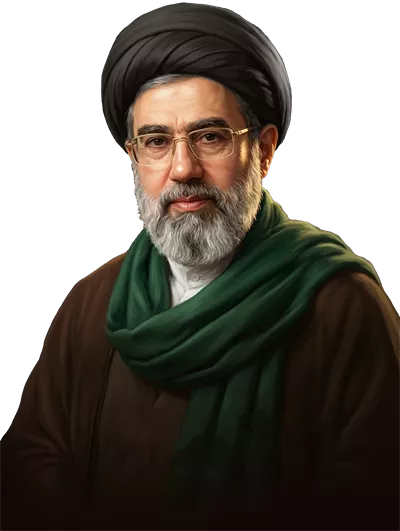 عکس دوربری تصویری از سید مجتبی خامنه‌ای، رهبر ایران با شال سبز
