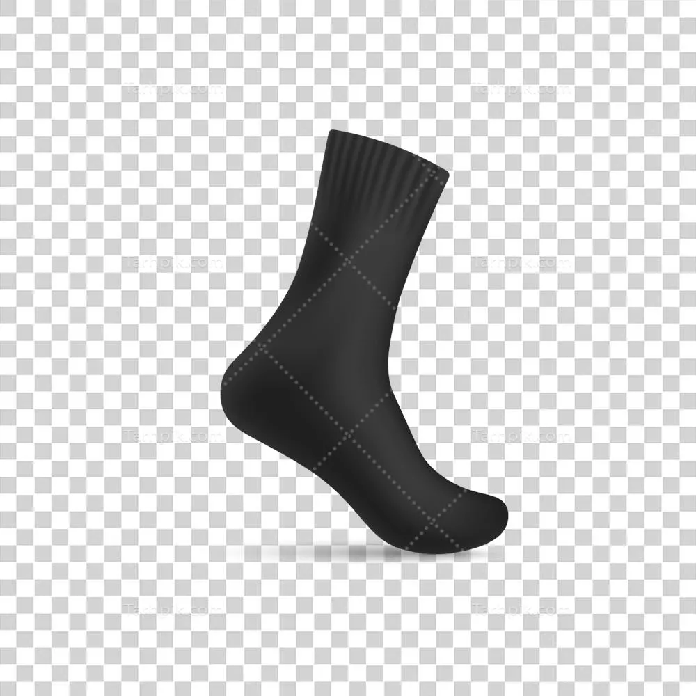 عکس دوربری مدل شSock مشکی و واقعگرایانه روی پای مانکن نامرئی
