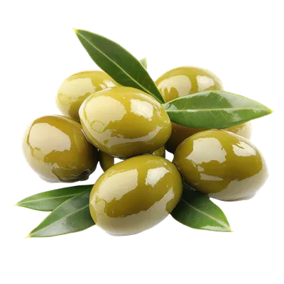 عکس دوربری زیتونهای سبز تازه با برگها - چیدمان زیبا برای ارائههای آشپزی و عکاسی
