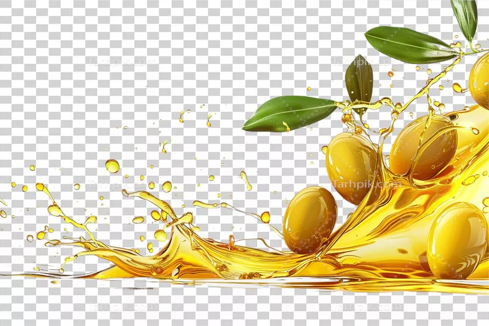 عکس دوربری زیتونهای در روغن با پسزمینه شفاف و جلوهای جذاب و دلپذیر
