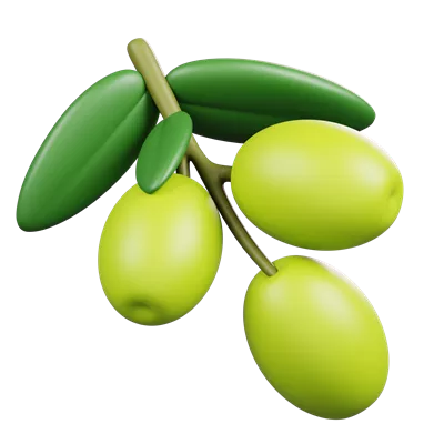 عکس دوربری نمادهای میوه زیتون و فرهنگ ایتالیا با رندر سه بعدی فانتزی